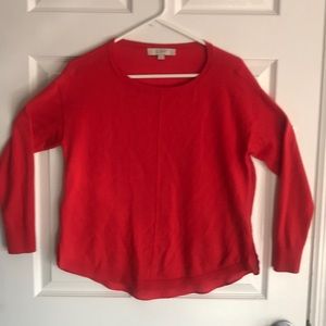 Anne Taylor Loft top. Vibrant tangerine/red Small